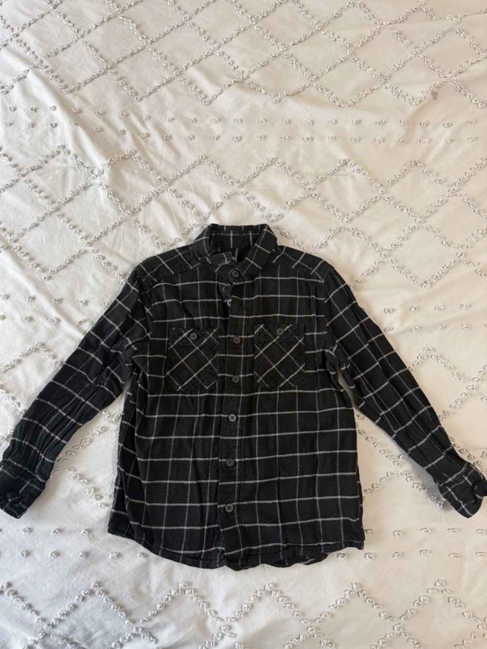 wonder nation Black Plaid Button-Down Shirt
